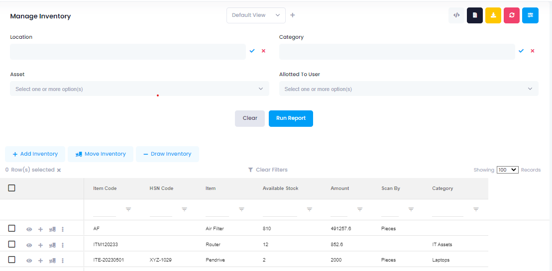 screenshot of Asset Infinity